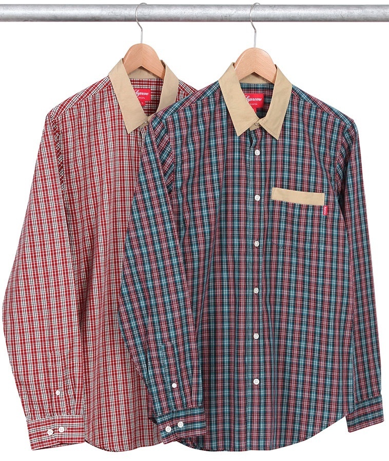 Contrast Collar Plaid Shirt
